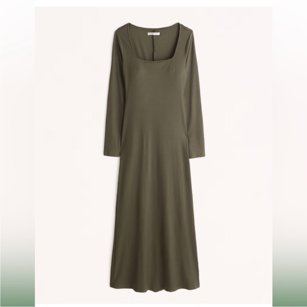 Long-Sleeve Knit Squareneck Maxi Dress XS TALL